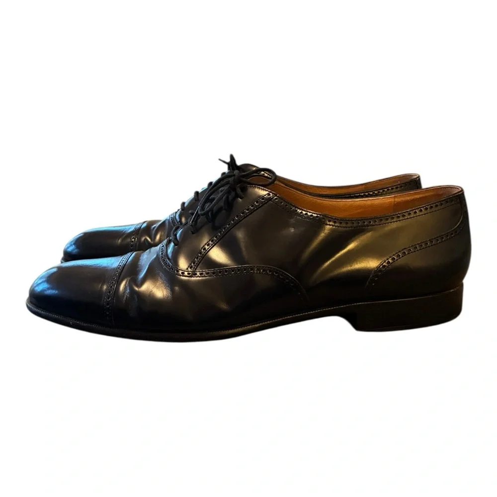 👞 Caporicci Handmade Italian Leather Cap-Toe Oxford Shoes - Black - Men’s 13M